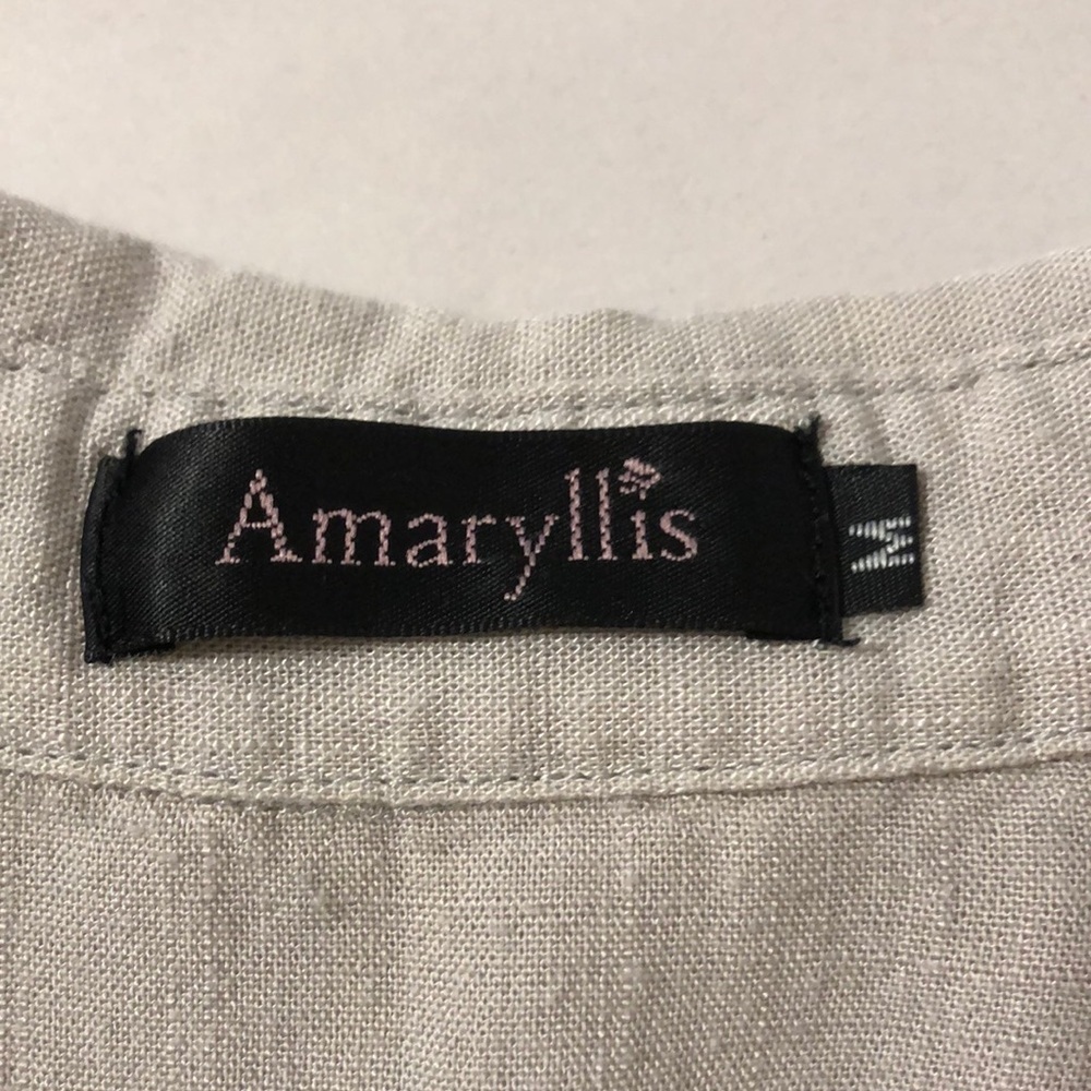 Amaryllis Light Beige Oatmeal Linen Cotton Button-Up Long Sleeve Shirt Medium - Picture 9 of 10